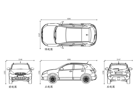  日产逍客 日产 Qashqai 卡什凯 日产跨界逍客cad施工图 