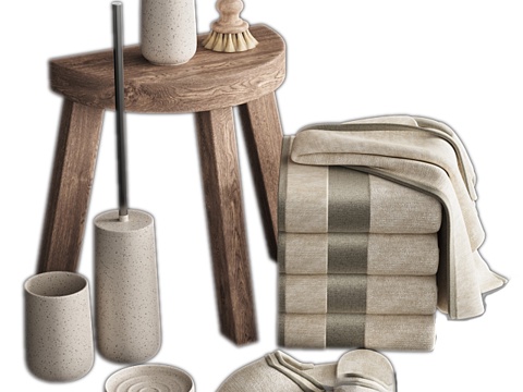  侘寂风卫浴用品3d模型 