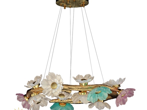  OM吊灯Sauvage FL1098-16P荧光灯3d模型 