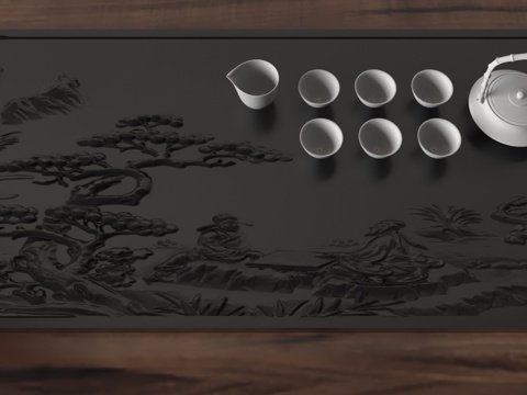  现代茶盘3d模型 