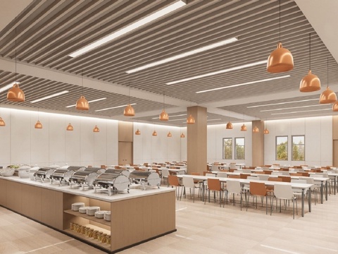 现代自助餐厅 自助餐厅明档 酒店餐厅su模型