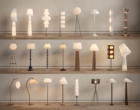  侘寂中古落地灯3d模型 