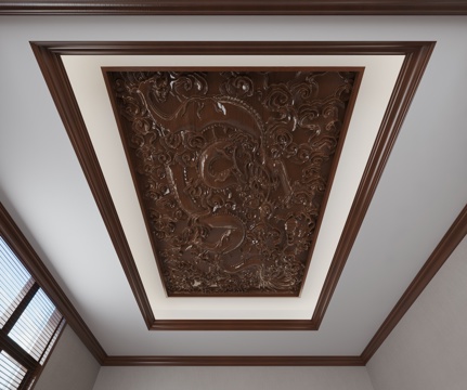  新中式天花3d模型 