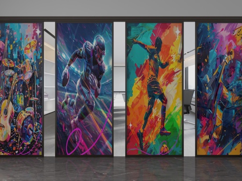  现代玻璃隔断3d模型 