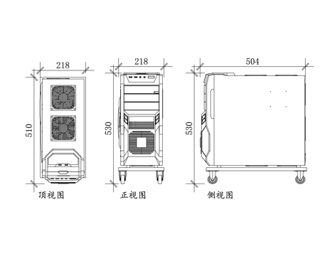 电脑主机箱 台式主机壳 台式机机箱 电脑机箱 主机外壳cad施工图