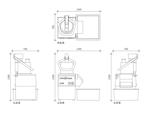 商用食品处理器 商用料理机 商用搅拌机 商用碎料机 商用厨房cad施工图