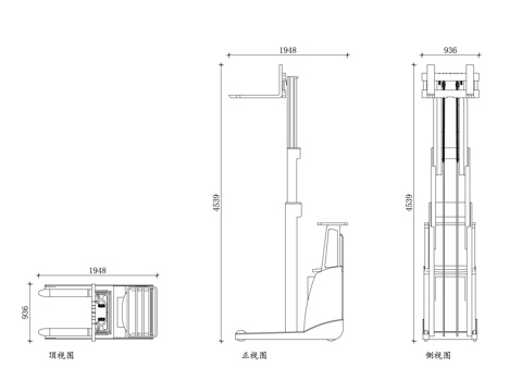 前移叉车 前移式堆高车 电动前移叉车 仓储前移叉车cad施工图