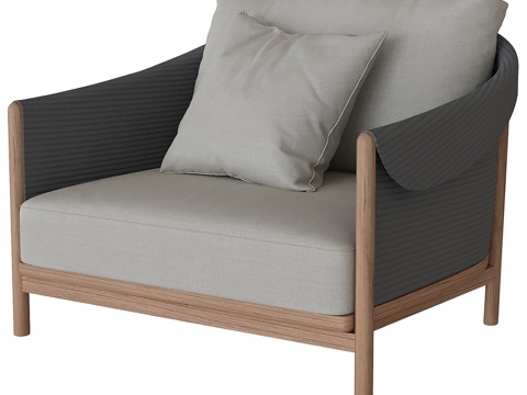  GRAO 实木柚木大扶手椅3d模型 