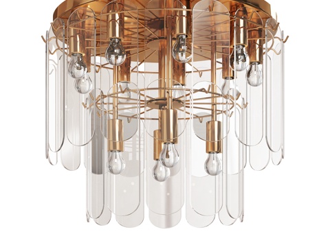  60170 天花灯 金色3d模型 