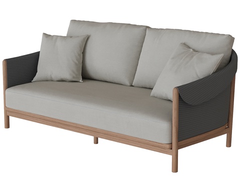  GRAO双人实木柚木沙发3d模型 