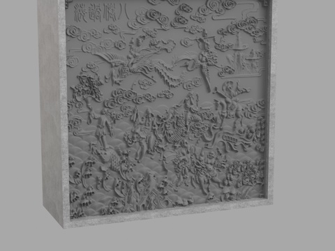  现代浮雕墙3d模型 