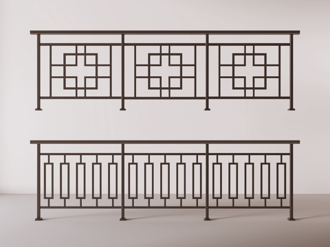 现代栏杆 护栏 围栏su模型 