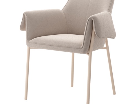  OM_椅子 Aline，雪尼尔面料，灰米色 Bergne3d模型 
