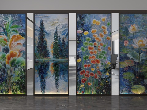  现代屏风隔断3d模型 