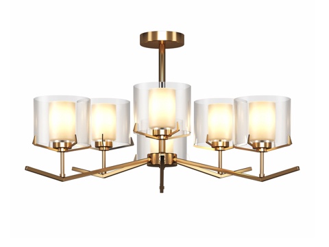  OM 玻璃灯罩杆式吊灯 LH57008,3d模型 