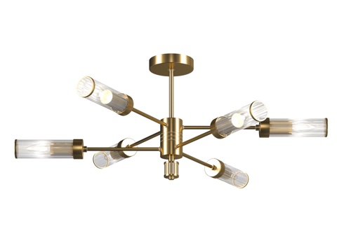  OM水晶吊灯带玻璃灯罩杆式LH55161，3d模型 