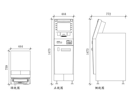 ATM 机 自动取款机 自助提款机 柜员机 自助存取款机cad施工图