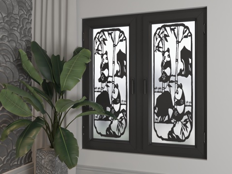  现代平开窗3d模型 