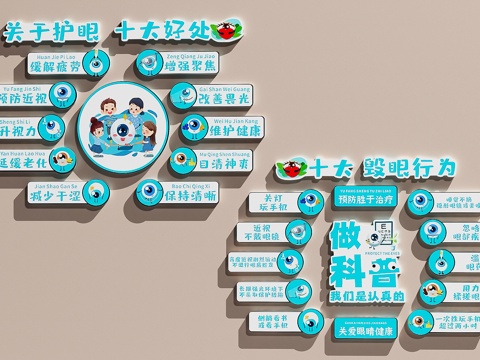  眼镜店装饰画 眼镜店打卡墙 眼镜店文化墙 眼科医院装饰画3d模型 