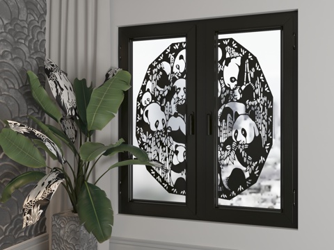  现代平开窗3d模型 