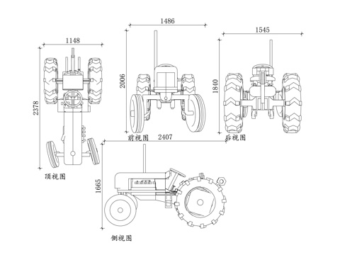 拖拉机机头 拖拉机牵引头 农用拖拉车头 拖拉机动力头cad施工图