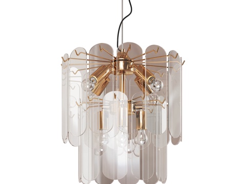  60170 8盏吊灯 金色3d模型 