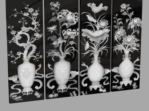  现代浮雕墙3d模型 