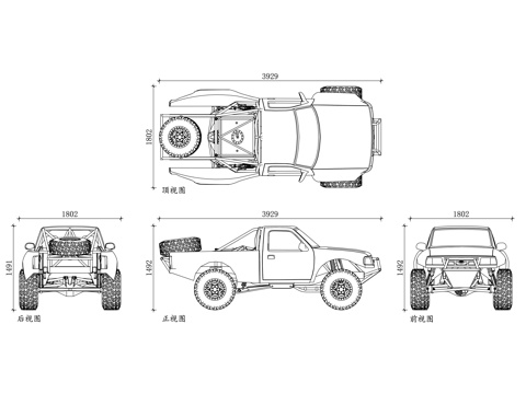 沙漠竞速皮卡 荒漠竞技皮卡 沙漠奖杯皮卡 巴哈越野皮卡 沙漠cad施工图