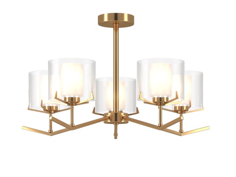  OM 玻璃灯罩杆式吊灯 LH57007,3d模型 