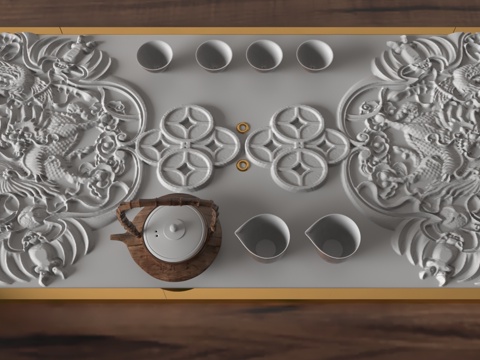  现代茶盘3d模型 