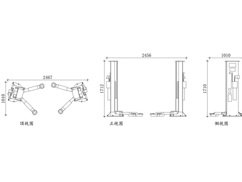 举升机 汽车举升机 修车升降机 车辆升降台 汽修升降架cad施工图