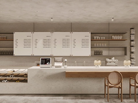 现代咖啡厅前台 水吧台 咖啡奶茶店su模型