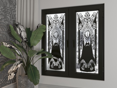  现代平开窗3d模型 