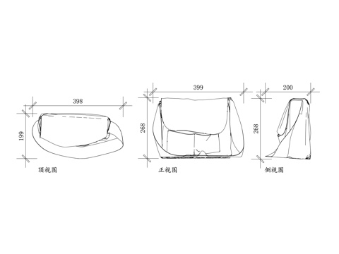 双肩包 背包 学生包 书袋 课业包cad施工图