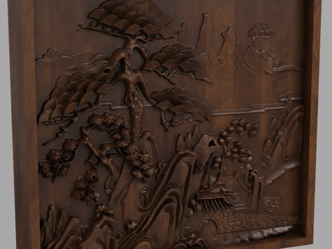  现代浮雕墙3d模型 