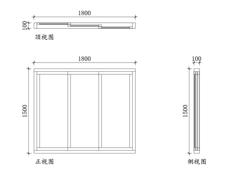 三轨窗户 三轨推拉窗 三轨道窗 三轨玻璃窗 三轨推拉窗口cad施工图