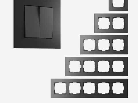  适用于插座和开关的拉丝铝制OM框架3d模型 