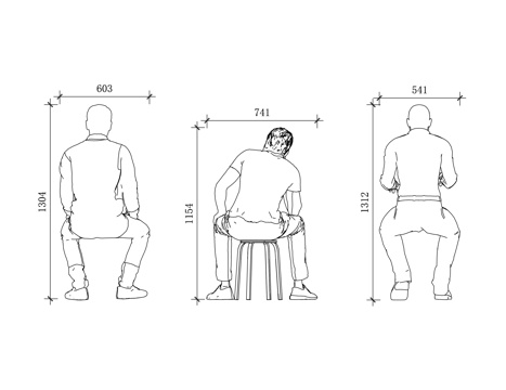 人物坐姿背影 坐姿背影插画 坐姿人物背影 侧身坐姿背影cad施工图