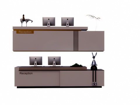 电脑 酒店前台 办公室 工装su模型