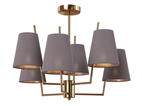  60173 6头黄铜吸顶灯3d模型 