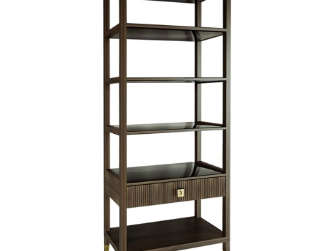  Elsa Dreams胡桃木玻璃层架带抽屉3d模型3d模型 