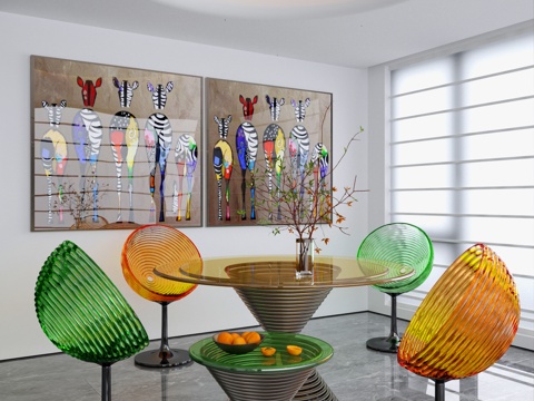  现代休息区3d模型 