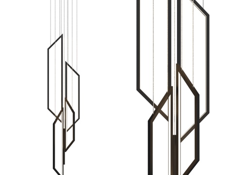  由不同梯形构成的长吊灯 IT-Tr3d模型 