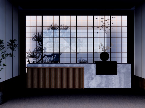 工位 办公 前台接待 酒店前台 大厅 前台su模型