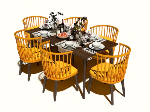  北欧餐桌椅组合3d模型 