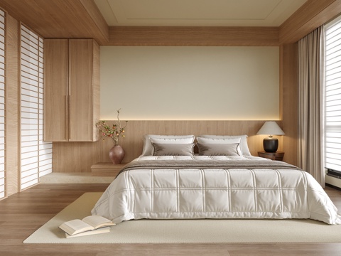  现代卧室 双人床3d模型 