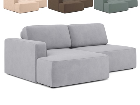  拉尔夫双座转角沙发（含扶手与沙发）3d模型 