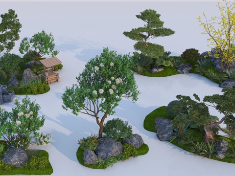  现代植物组合3d模型 