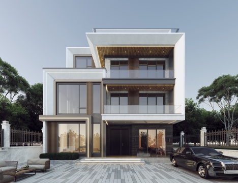  现代独栋别墅3d模型 