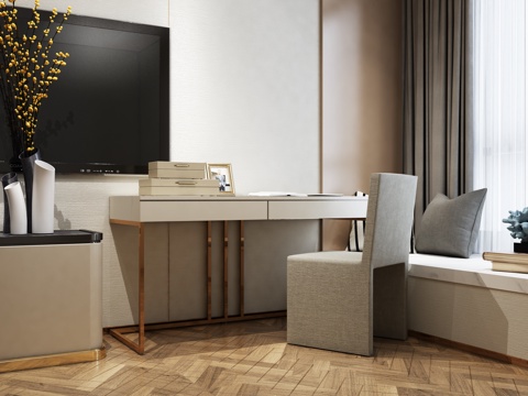  现代梳妆台 椅子 桌子3d模型 